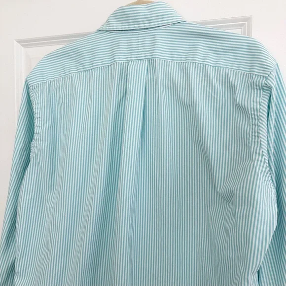 Ralph Lauren Oversized Fit Blue / Green & White Striped Button-Down Oxford Shirt - Picture 11 of 16